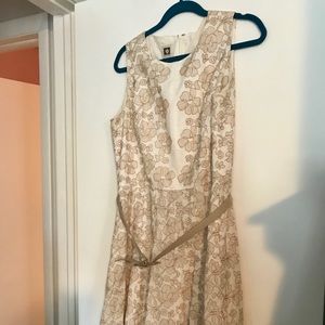 Anne Klein lace design belted dress